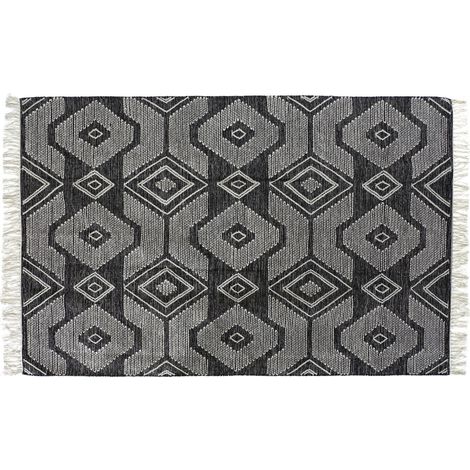 DKD Home Decor Tapis Coton Blanc et Noir 200x290 cm (1/5)