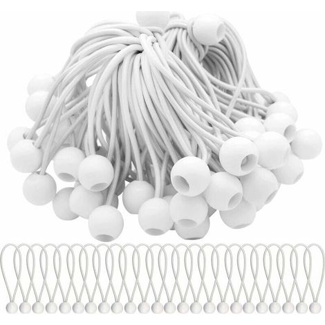 Packung mit 50 elastischen Spannern mit Gummikugeln für Zelte, Pavillons, Banner und Planen. – Crezuo