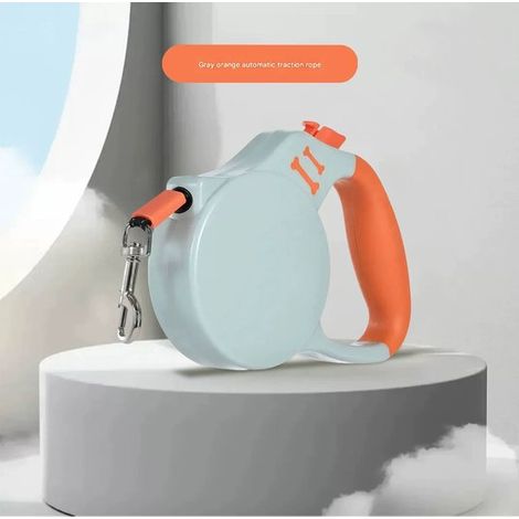 Tirador de correa para perros, tirador telescópico automático para pasear perros, modelo de 3 metros, gris naranja.