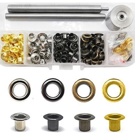 1 kit œillets en cuivre, outils de perforation et d'installation inclus, base fournie, pour chaussures, cuir, vêtements, DIY (1/5)