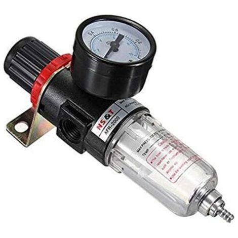 Regulateur de Pression d'air 1/4", Filtre Compresseur Dair, Séparateur d'Humidité, Filtrez l'Humidité, Nettoyez et Séchez l'air, Protégez les Outils à air Comprimé et les Dispositifs Pneumatiques (1/5)
