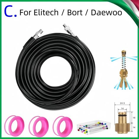 (Style C-10m) Tuyau de nettoyage de canalisations haute pression 5800 PSI, kit d'outils de dragage et de nettoyage de conduites d'égout, buse de nettoyage des eaux usées, pour Kärcher (1/5)