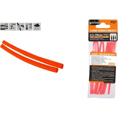Kaela - Set 10 Pz Guaine Termorestringenti Termoretrattili Rosse 3x120 Mm Per Cavi 57082 - (1/2)