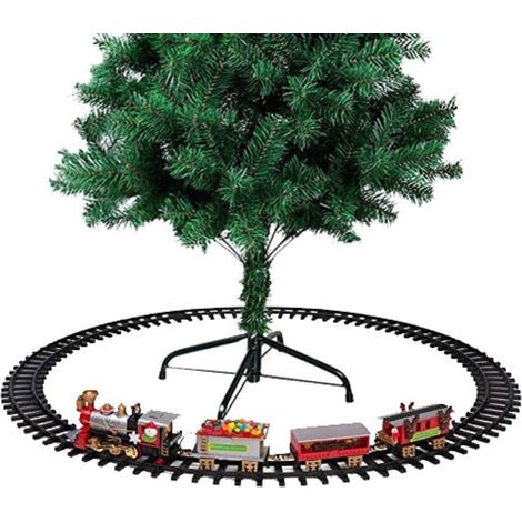 TrAdE Shop Traesio - Trenino Natalizio Con Slitta Di Babbo Natale A Batteria Decorazione Base Albero - (1/5)