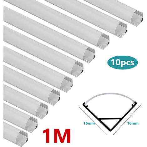 SWANEW 10x1m LED Aluminium Profil LED Aluprofil Alu Schiene Leiste Inner Modelle für LED Streifen Eloxiert Leuchte V-form