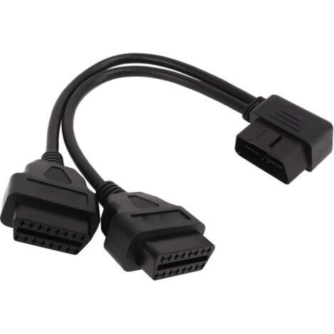 Répartiteur OBD2 1 en 2 Y, câble d'extension 16 broches, adaptateur de cordon d'extension de Diagnostic de voiture adapté au Port Obdii 12V 24V. (1/4)