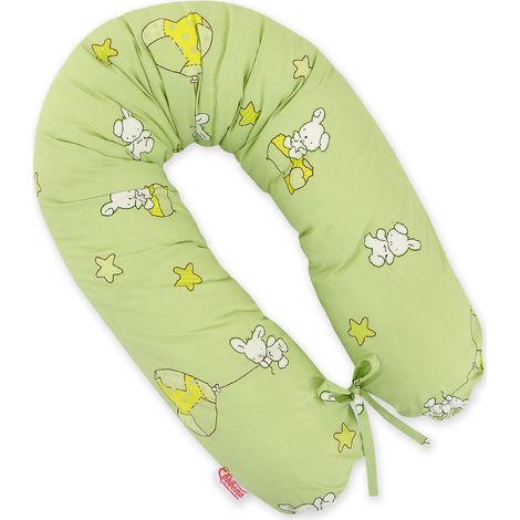 Fodera in cotone per cuscino per gravidanza lunga - Orsetto con palloncino, verde (1/4)