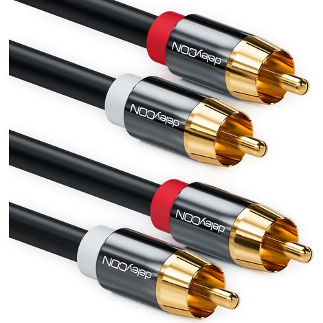 10m Câble Cinch Stéréo Audio RCA - 2x Fiche - pour Chaîne HiFi-Installation, HiFi-Receiver, Home Cinéma, Lecteur Blu-Ray - Noir (1/5)
