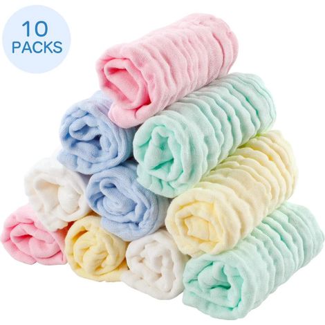 Baby-Gesichtstücher, 10er-Packung, Baby-Gesichtstücher aus Baumwollgaze, Babyhandtücher, weiche Gesichtstücher für Neugeborene, Baumwoll-Babytücher, 30 x 30 cm (1/5)