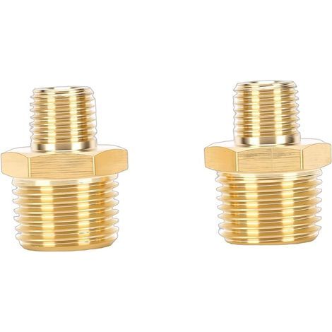 Connecteur Mâle NPT, Adaptateur en Laiton, Raccord de Tuyau fileté Mâle 1/2 à 1/4 Po pour Applications d'air et d'eau (1/5)