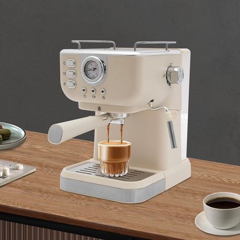 Espressomaschine mit Milchaufschäumdüse, 20 Bar Espresso Siebträgermaschine Klein Kaffeemaschine Espresso für Cappuccino, Latte,1.5L Wassertank,Weiß (1/5)