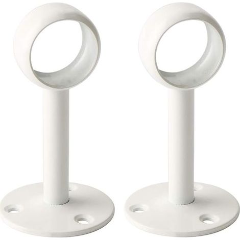 GDHZS- Support de Tringle à Rideaux Support Tringle Penderie avec Vis Support de Plafond pour Rideau et Armoire, Blanc Brillant en Acier Inoxydable, Diamètre 26 mm, 2 Pcs (1/5)