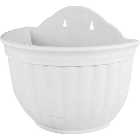 Pot de fleurs mural style européen, en plastique blanc, semi circulaire, avec soucoupe, idéal (1/5)