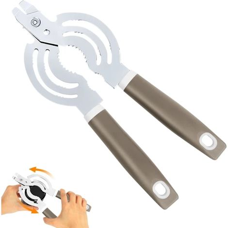 Ouvre-boîte acier inoxydable ouvre-bouteilles facile à tourner (1/2)