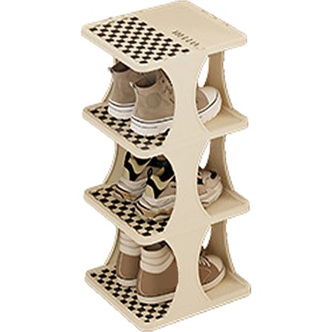 Tour de rangement à chaussures à 4 niveaux, gain de place, pour la maison, la porte ou la chambre. (1/5)