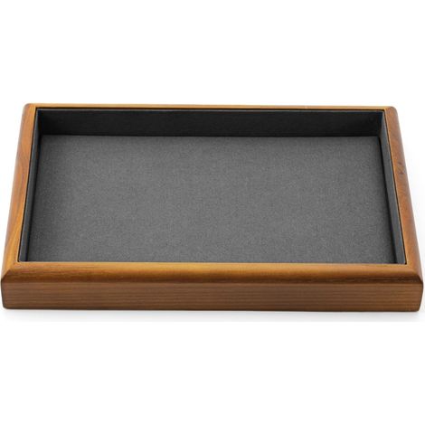 Sollbry Plateaux à Bijoux en Bois Massif,Empilables,Organiseur de Bijoux,Présentoirs Bijoux(Gris foncé) (1/5)