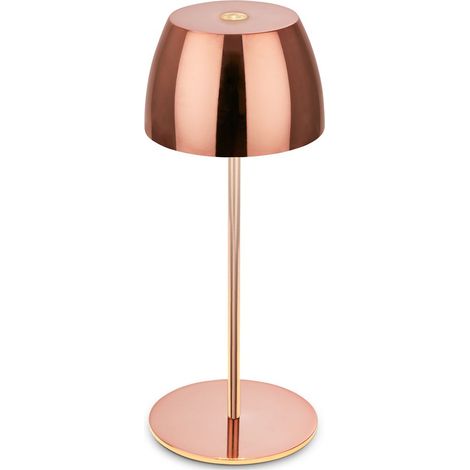 Briloner Serina Mini lampe de table LED sans fil IP44, à intensité variable, tactile, anti-éclaboussures, sans fil, couleur cuivre, Ø8 x 20 cm (1/5)