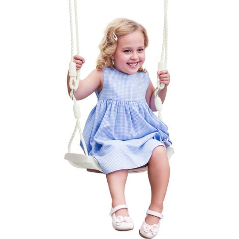 Altalena bambini 9-36 mesi, PP e PE, corda regolabile, luci LED, 39x16,5x120-180 cm, bianca