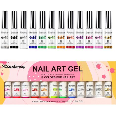 Kit 12 couleurs vernis gel peinture ongles, set gel nail art line art, outils manucure DIY dessin au gel. (1/5)