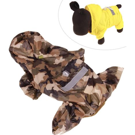 Combinaison imperméable ajustable pour animaux de compagnie avec bandes réfléchissantes de sécurité XL (marron) (1/5)