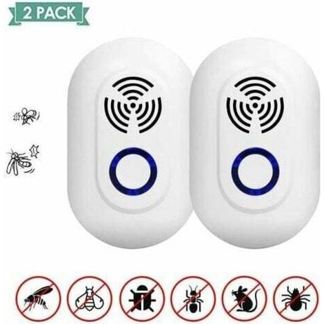 Repellente per zanzare a ultrasuoni - Repellente elettronico a ultrasuoni per interni - Per zanzare, formiche, topi, ragni - Confezione da 2 (1/5)