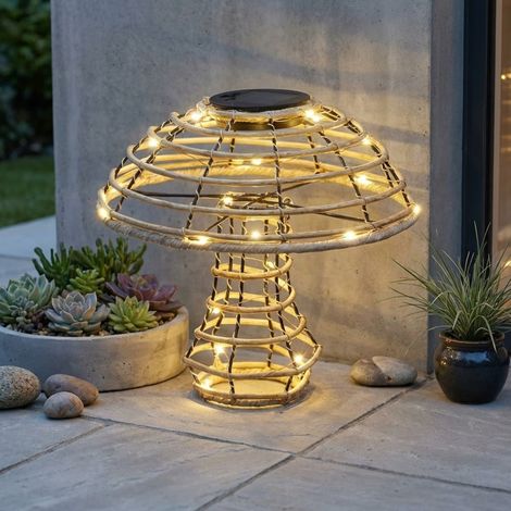 Lunaria Rattan Solar Mushroom Light (1/2)