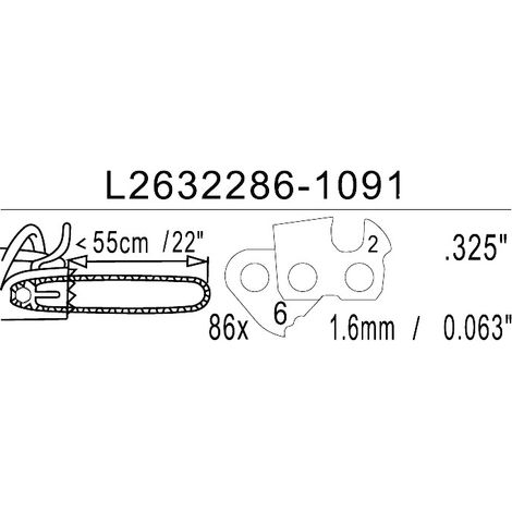 Chaîne de scie 22 pouces pour le combiné scie et fendeur HSP480 Torros HSP480ZBK