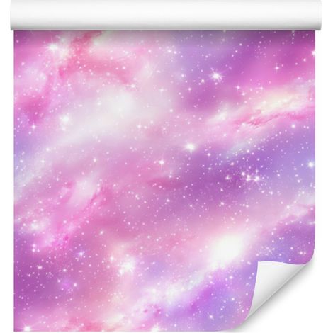 Carta da parati acquerello galassia lavanda, rosa cipria e viola 50x1000 cm (1/5)