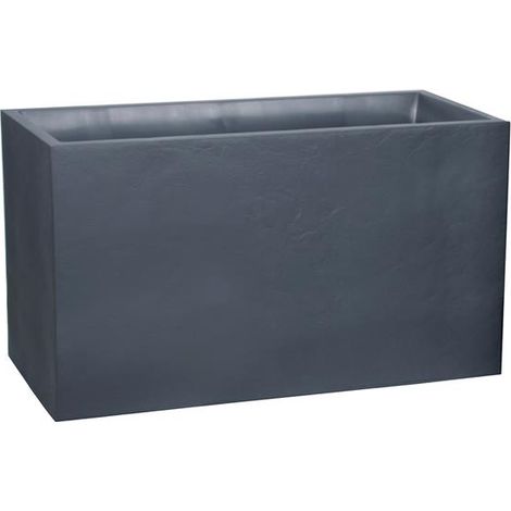 EDA – Muret Volcania jardinière rectangle 99,5 x 39,5 x 60 cm – 116 L – Polypropylène gris anthracite – Système de rétention d'eau (1/4)