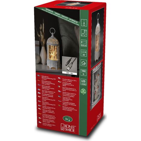Konstsmide Decorazione natalizia a LED, palla di neve con uccellini in gabbia per uccelli, da interno, timer da 5 ore, funzionamento a batteria, 3 batterie AA 1,5 V (escl.) o cavo USB (incluso), (1/4)
