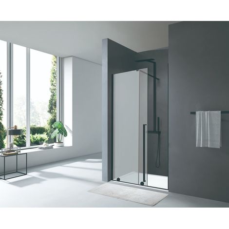 Swiss Aqua Technologies X-MOTION Mampara de ducha corredera antical 200x110cm con perfil negro mate (SATBWIXM110NIKAC)