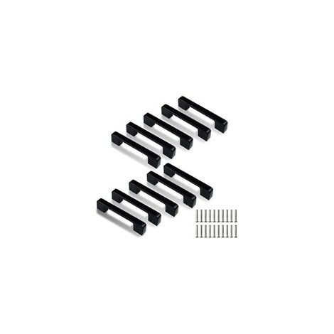 Lot de 10 poignées de porte de cuisine carrées en acier inoxydable avec trou central de 128 mm (vis incluses) (1/5)