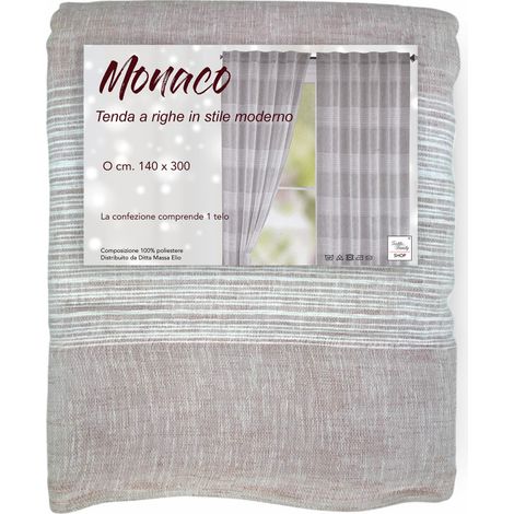 Tenda Monaco Rosa - Pannello 140x300 cm Righe Moderne - Fettuccia Universale per Bastone o Binario