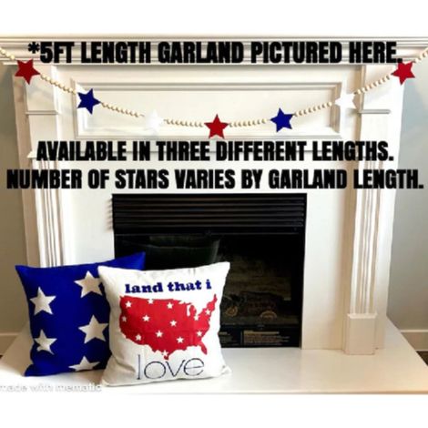 Guirlande De Perles - Drapeau Americain En Bois Non Tissé - Decoration Cheminee Fete Nationale Et Vacances - 1 Piece (1/5)