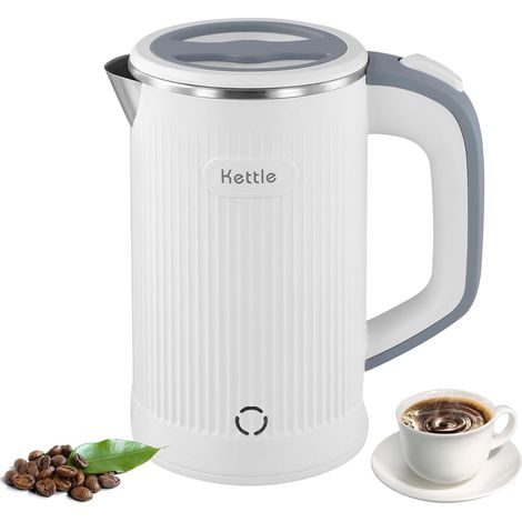 Bouilloire de voyage compacte, petite, portable et idéale pour le camping. Ébullition rapide. (Blanche) (1/5)