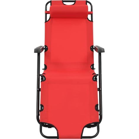 Maison Exclusive - Lettini Prendisole 2 pz Pieghevoli e Poggiagambe Acciaio Rosso (1/5)