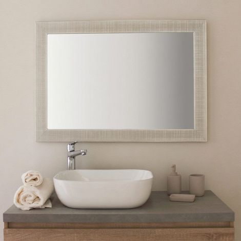 Miroir Rectangulaire Avec Cadre En Mdf Argenté Réversible L.72,5Xh.92,5 Cm (1/5)