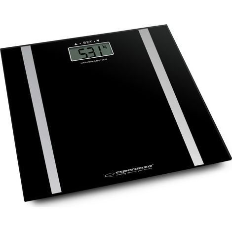 Bilancia da bagno digitale EBS013K FIT nera, in vetro.