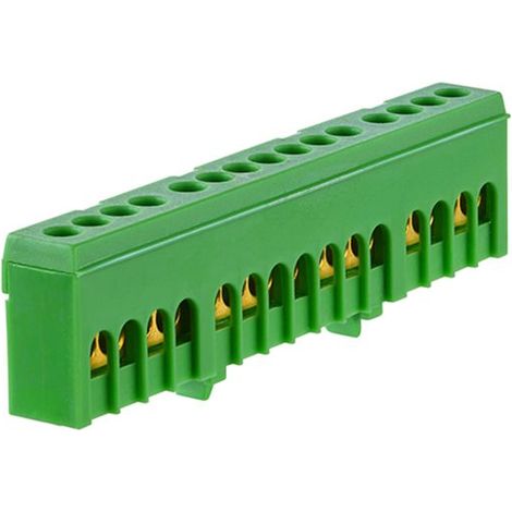 Bornier de terre isolé vert 15 bornes pour câble de 1,5 à 16mm² - rail DIN - MOREK