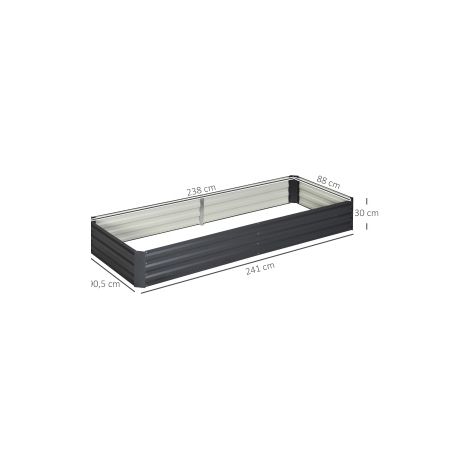 Bancal elevado 241x90.5x30 cm gris de acero con base abierta