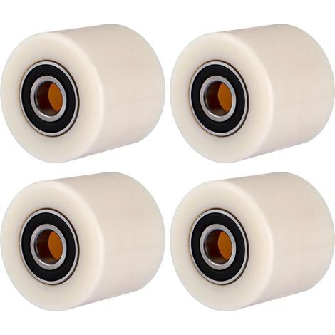 Lot de 4 roulettes de transpalette polyamide nylon 80 x 70 mm roue de transpalette en polyuréthane, avec roulement à billes pour transpalette, roulettes de rechange, charge maximale 1000 kg (1/5)