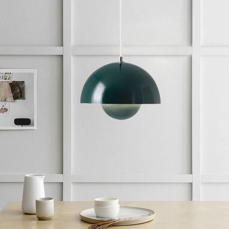 Lustre moderne, abat-jour en métal, suspension, pour cuisine, chambre, salon, salle à manger, lumière blanche 6500 K, vert (1/5)