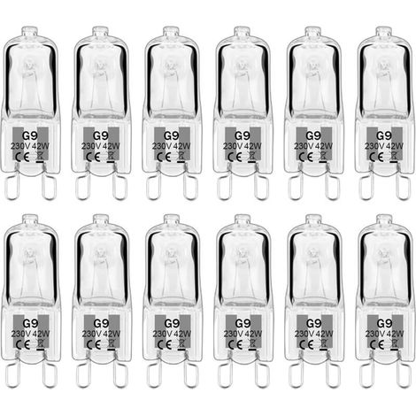 Ampoule G9 42W 230V Dimmable Blanc Chaud, 230 V, 580 lm, 2800 K, sans scintillement Lot de 12 [Classe énergétique G] (1/5)