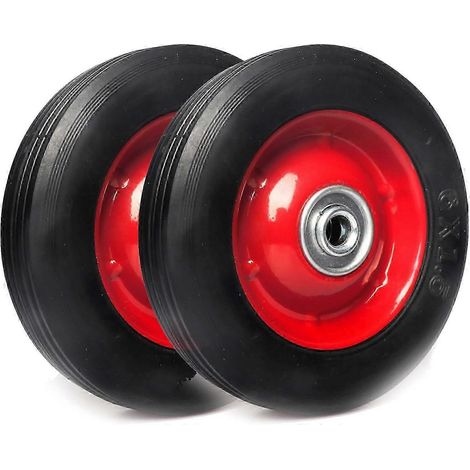 Lot de 2 roues AR-PRO 6 x 1,5 en caoutchouc plein sans air - Roue de remplacement avec roulements à billes et alésage de 1/2 pouce - (1/5)