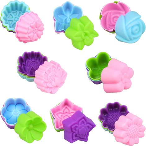 32 Pièces Pâtisserie Muffin Moule Ramequins Anti-adhésif pour Cupcake Gâteau Décoration pour Beignets Muffins Gâteaux Biscuits Pudding 8 Motifs et 4 Couleurs,Parent,- (1/5)