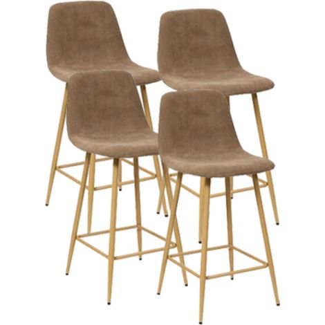 Lot de 4 tabourets de bar en velours côtelé coloris taupe- Longueur 42 x Profondeur 48 x Hauteur 93 cm