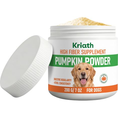 Poudre de citrouille Kriath pour chiens : formule douce, complément alimentaire, régulateur de la santé intestinale, protège le système digestif des chiens (200 g) (1/5)