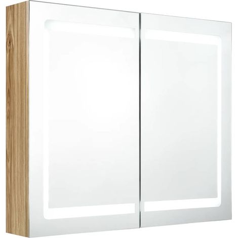 Maison Exclusive - LED-Spiegelschrank fürs Bad Eichen-Optik 80x12 (1/5)