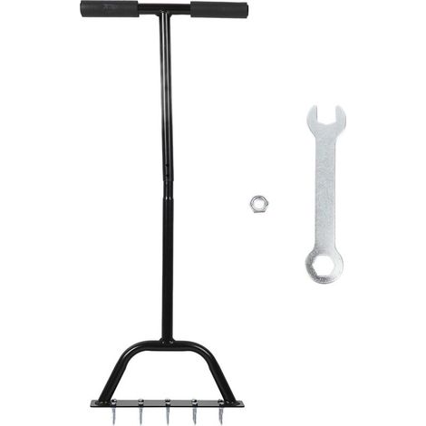 Aireador de césped manual de altura regulable para suelos y céspedes compactados. Aireador manual con 10 púas. (1/5)