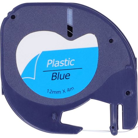Ruban d'étiquettes de rechange pour machine DYMO LETRATAG, accessoires d'impression DIY, 12 mm x 4 mètres, lettres noires sur fond bleu, référence 91205 (1/5)